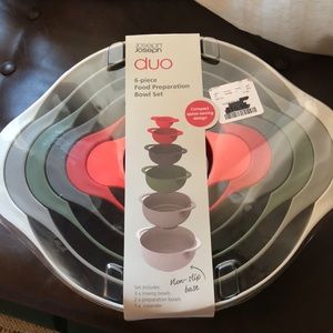 joseph joseph duo 6-piece food preparation bowl set *nwt*